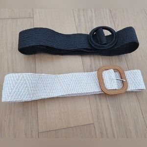 Summer Braided Belts – Beige & Black – Approx. 39 in & 34 in